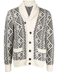 Cruciani - Shawl-collar Patterned Intarsia-knit Cardigan - Lyst