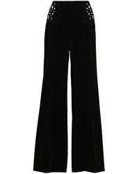 Stella McCartney - Pantalones negros de crepe elástico con paneles de broderie anglaise - Lyst
