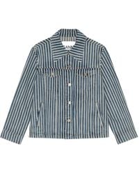 Ganni - Striped Denim Jacket - Lyst