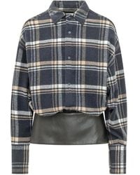 DARKPARK - Barbara Checked Leather-Panel Shirt - Lyst
