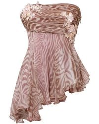 Stolen Stores - Zebra-Print Floral-Appliqué Tube Top - Lyst