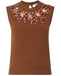 Fendi - Crystal-Embellished Sleeveless Knitted Top - Lyst