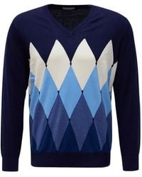 Ballantyne - Argyle-Intarsia V-Neck Sweater - Lyst