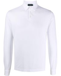 Zanone - Point-collar Long Sleeved Polo Shirt - Lyst