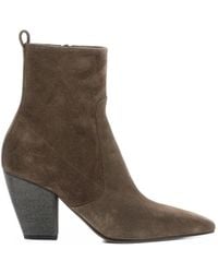 Brunello Cucinelli - Bead-Embellished Suede Ankle Boots - Lyst