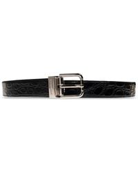 Dolce & Gabbana - Dolce & Gabbana Crocodile-Effect Buckle Belt - Lyst