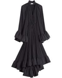 Lanvin - Abito Midi Con Ruches - Lyst