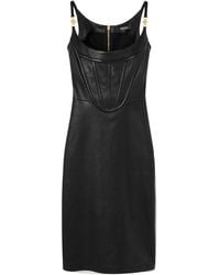 Versace - Leren Midi-Jurk Met Korset Stijl - Lyst