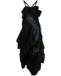 Vestido camisero asimétrico Yohji Yamamoto de Seda de color Negro Mujer Ropa de Vestidos de Vestidos de día e informales 