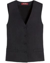 Max Mara - Carnet V-Neck Button Linen Waistcoat - Lyst