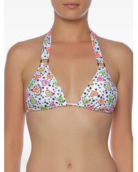 Moschino - Heart-Print Polka-Dot Bikini Top - Lyst