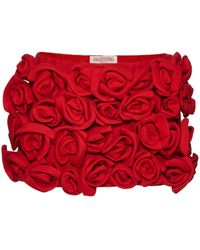 Valentino Garavani - Crepe Couture Floral-appliqué Skorts - Lyst