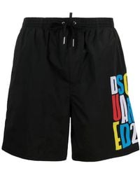 DSquared² - Logo Print Drawstring Swim Shorts - Lyst