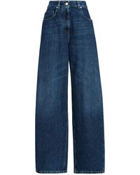 Brunello Cucinelli - Wide Leg Denim Pants - Lyst