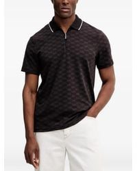 Michael Kors - Monogram-Pattern Zipped Polo Shirt - Lyst