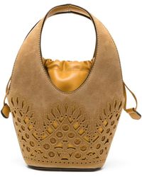 Alberta Ferretti - Laser-Cut Suede Tote Bag - Lyst