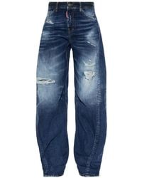 DSquared² - Loose Twst Jeans Met Gerafeld Effect - Lyst