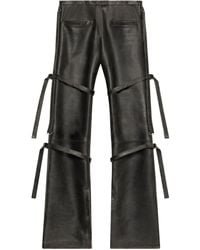 Courreges - Buckled Leather Straight-leg Trousers - Lyst
