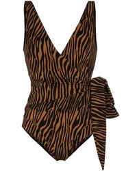 Lisa Marie Fernandez Wikkelbadpak Met Zebraprint - Zwart