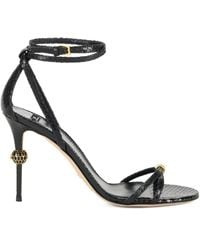 Elisabetta Franchi - 80 Mm Leren Sandalen Met Pythonprint - Lyst
