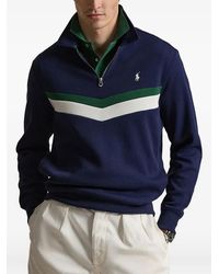 Polo Ralph Lauren - Chevron-Stripe Quarter-Zip Polo Shirt - Lyst