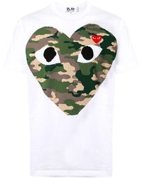 COMME DES GARÇONS PLAY T242 Camouflage Red Heart T-shirt - White