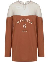 MM6 by Maison Margiela - Logo-Print Panelled T-Shirt - Lyst