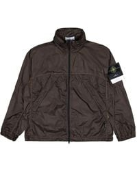 Stone Island - Giacca A Vento Con Zip E Cappuccio Ripiegabile - Lyst