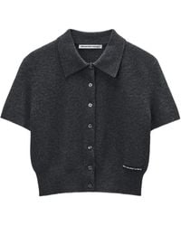Alexander Wang - Logo-Patch Polo-Collar Cardigan - Lyst