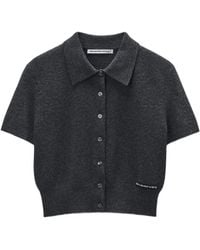 Alexander Wang - Logo-Patch Polo-Collar Cardigan - Lyst
