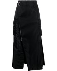 Sacai - Ruffle-trim Asymmetric Pleated Midi Skirt - Lyst