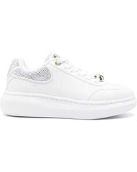 Guess - Crystal-Embellished Leather Sneakers - Lyst