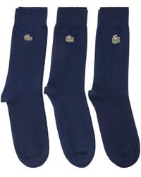 Lacoste - Logo Embroidered Organic Cotton Socks - Lyst