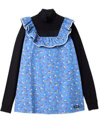 Miu Miu - Poplin And Wool Knit Top - Lyst