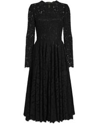 Dolce & Gabbana - Lace Long-Sleeve Midi Dress - Lyst