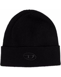DIESEL - Ribbed Beanie With D Embroidery - Lyst