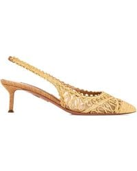 Aquazzura - Gewebte Khalo Slingback-Pumps 50mm - Lyst