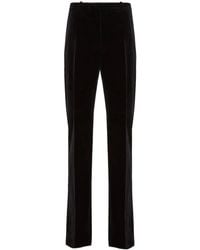 Ferragamo - Pressed-Crease Velvet Straight-Leg Trousers - Lyst