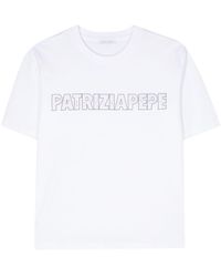 Patrizia Pepe - Katoenen T-shirt Met Stras - Lyst