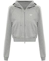 adidas - Logo-Embroidered Zip-Up Hoodie - Lyst