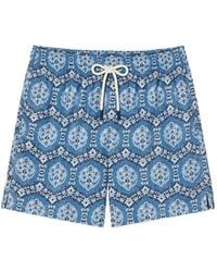 LES HÉRITIERS - Captain Patterned Drawstring Swim Shorts - Lyst