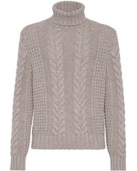 Brunello Cucinelli - Kaschmirpullover Mit Zopfmuster - Lyst