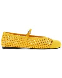 Prada - Crochet Strap Ballet Flats - Lyst
