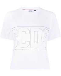 Gcds - T-shirt con logo crop - Lyst