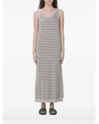 Brunello Cucinelli - Midi Striped Sequin-Embellished Dress - Lyst
