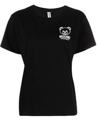 Moschino - T-shirt Met Logopatch Van Stretchkatoen - Lyst