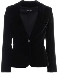 Giorgio Armani - Single-Breasted Velvet Blazer - Lyst