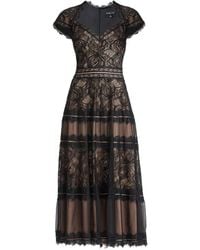 Tadashi Shoji - Maelle Lace-Overlaid Tiered Midi Dress - Lyst