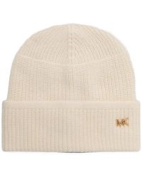 MICHAEL Michael Kors - Logo-Plaque Ribbed-Knit Beanie Hat - Lyst