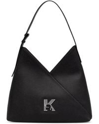 KARL LAGERFELD - Logo-Plaque Pebbled-Texture Tote Bag - Lyst